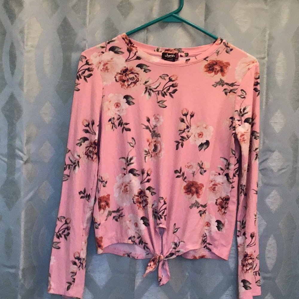 Justify girls Large pink floral long sleeve top